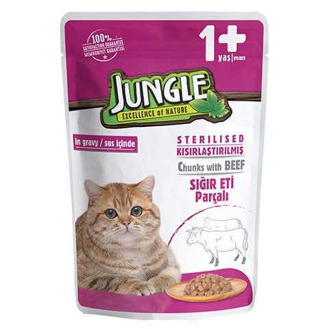 Jungle Parçalanmış Sığır Etli Kısır Kedi Maması 100 Gr