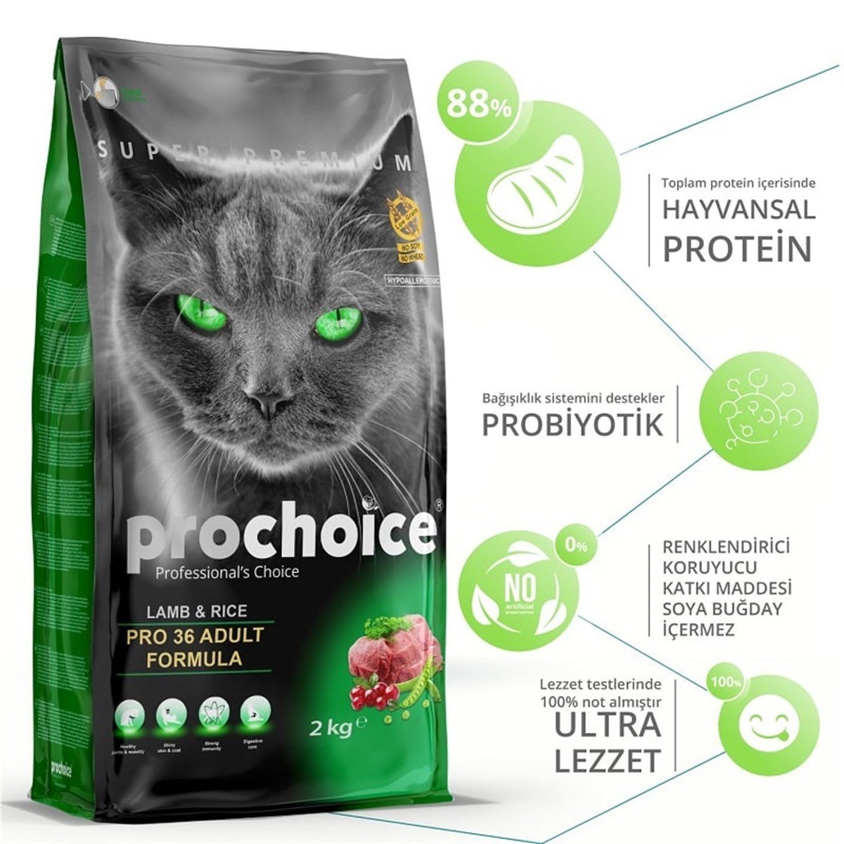 Pro Choice Pro 36 Kuzu Etli Yetişkin Kedi Maması Açık Ambalaj 1 KG Açık