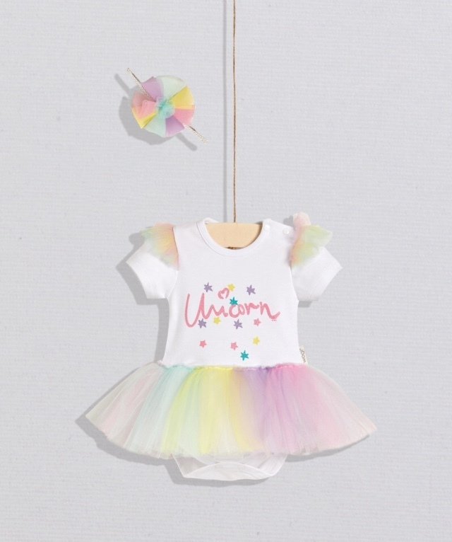 Wogi Rainbow Bandanalı Tütülü Kız Bebek Body BUbaby