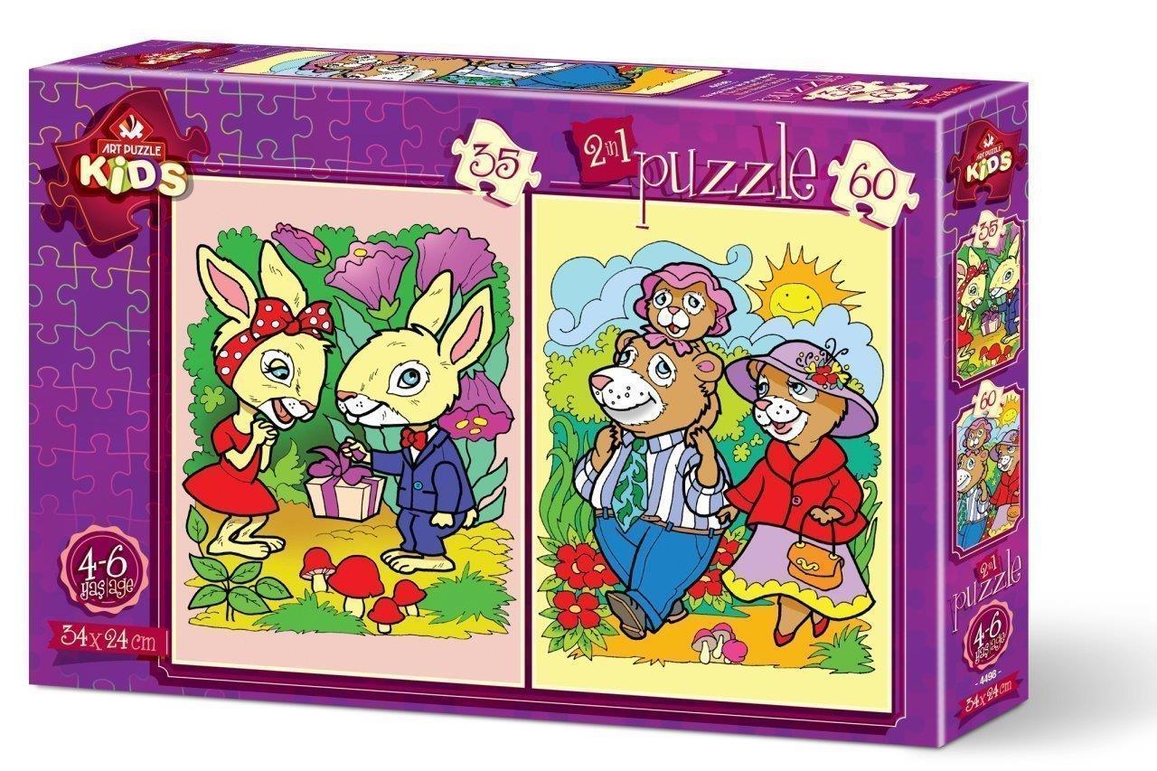 Art 2Li Puzzle 35+60 Parça Tavşanlar Ve Ayı Ailesi