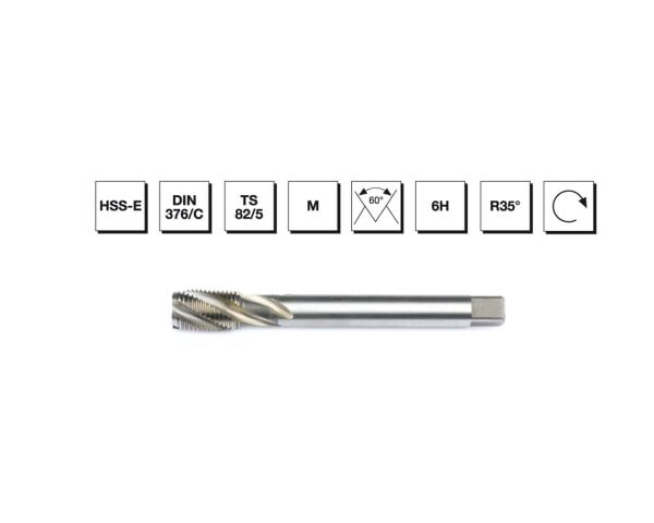 HSS - E DIN 376/C Metrik Normal Vidalı Helis Kanallı Makina Kılavuzu M18