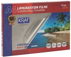 Kraf A4 Laminasyon Filmi Parlak 100 mic 100'lü