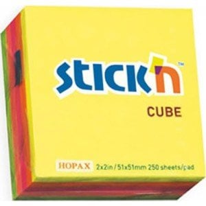 Hopax Stick'n 50x50 Yapışkanlı Not Kağıdı Küp Neon 5 Renk