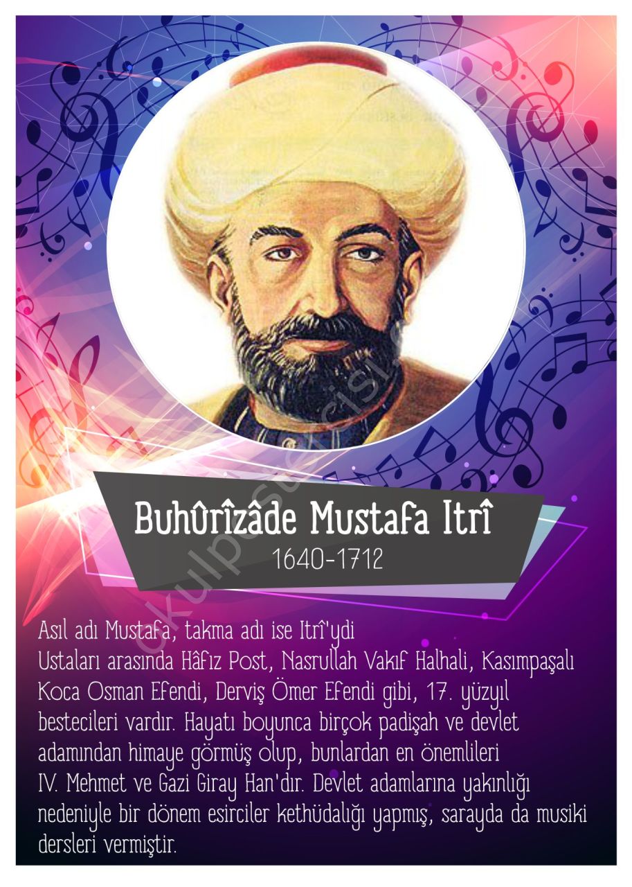 Buhurizade Mustafa Itri Posteri / Www.okulpostercisi.com