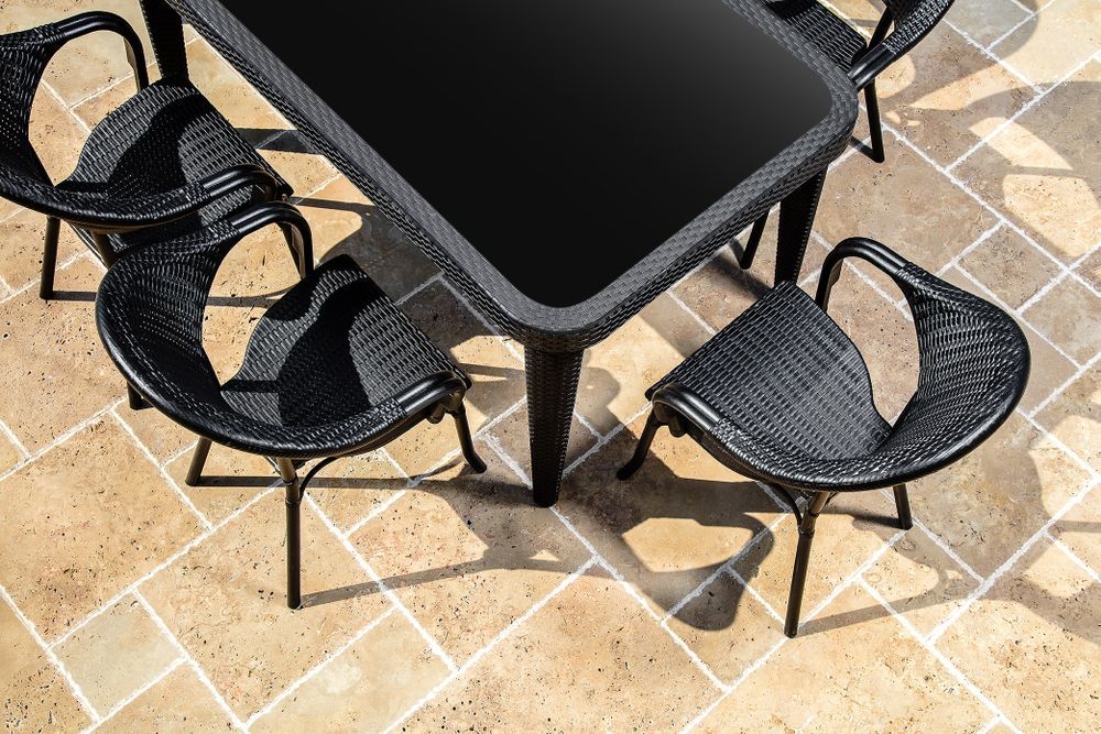 Siyah 6 Kişilik Rattan Plastik Bahçe Masa Sandalye Modeli Seti