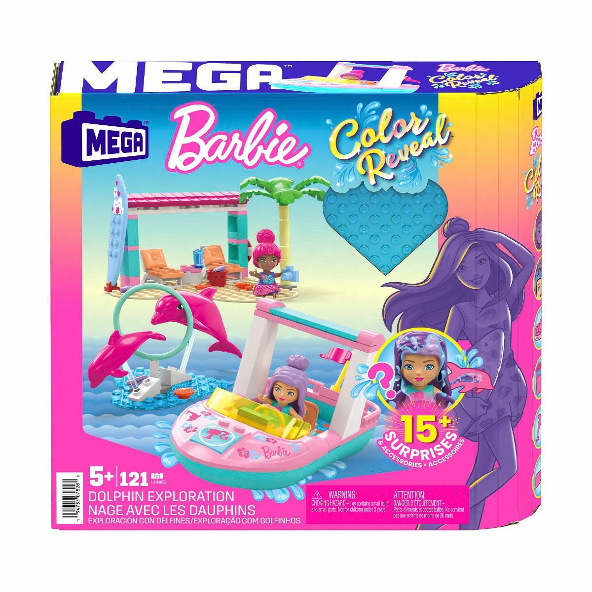 HHW83 MEGA, Barbie Color Reveal Yunus Keşfi, 121 parça +5 yaş