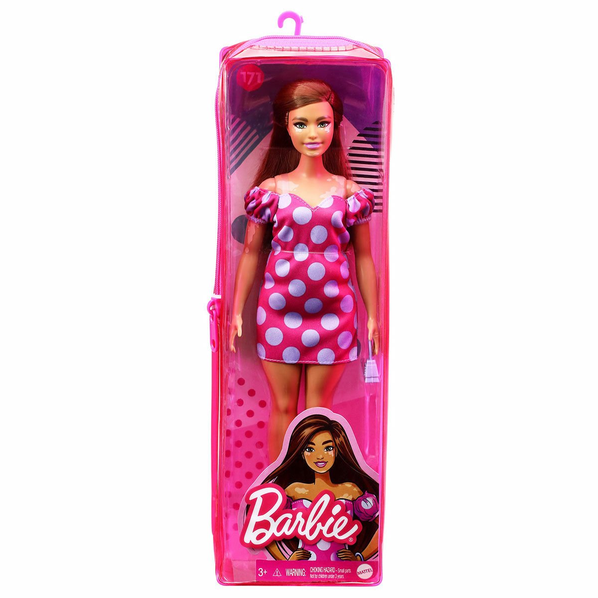 GRB62 Barbie Fashionistas Pembe-Mor Renkli Elbiseli, Kahverengi Saçlı