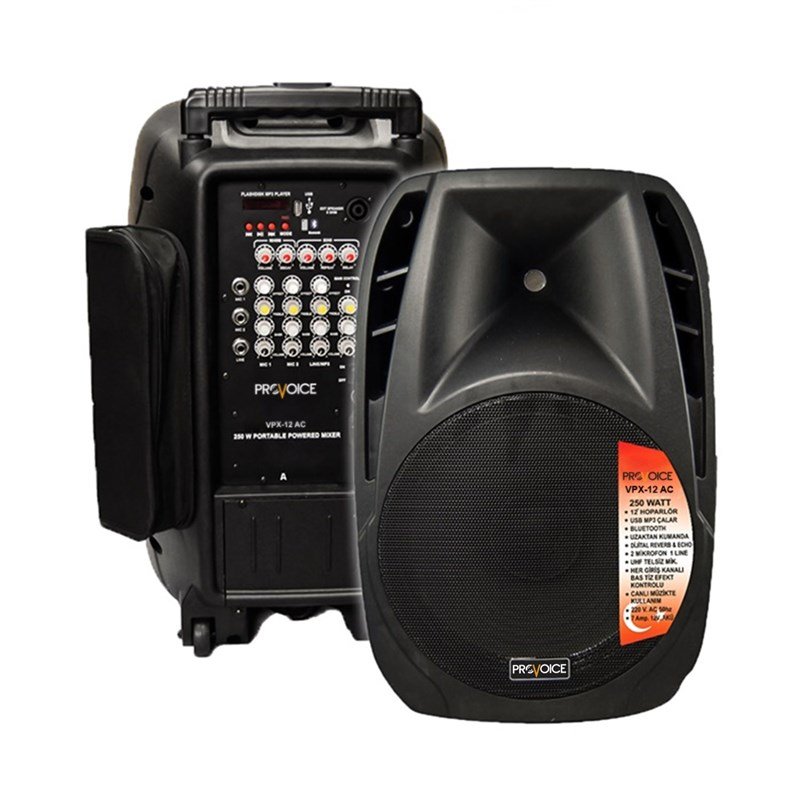 Provoice VPX-12 AC 12'' 250 Watt Taşınabilir Ses Sistemi Provoice VPX-12 AC 12'' 250 Watt Taşınabilir Ses Sistemi