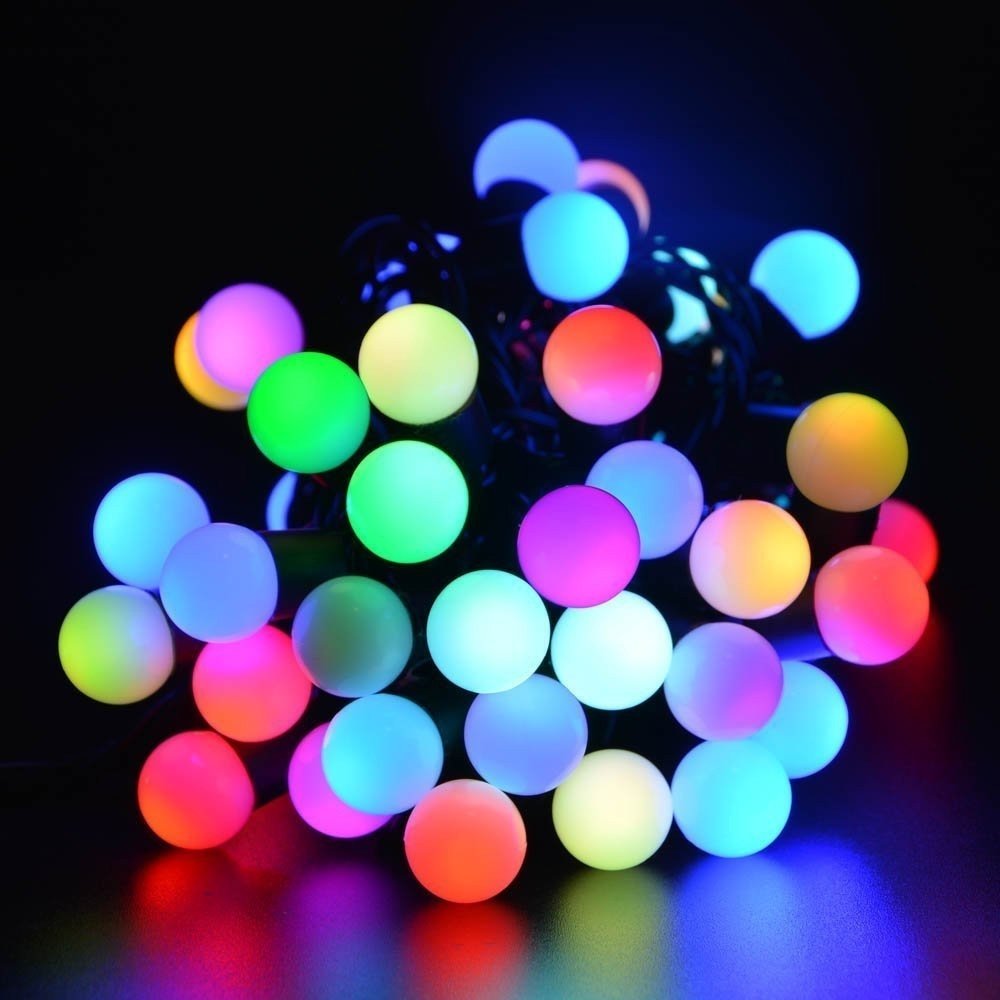 5 Metre Boncuk RGB 40 Ledli Büyük Top ışık Yılbaşı Süsü