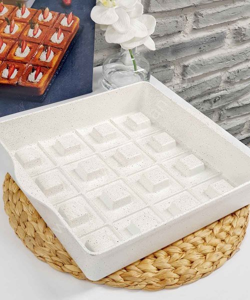Taç Granit Döküm Brownie Kek Kalıbı Beyaz