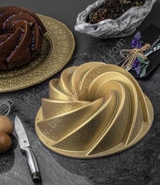 Taç Rüzgar Gülü Döküm Kek Kalıbı Gold