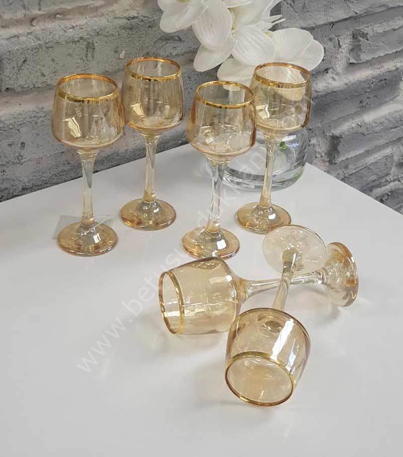 6�lı Kahve Yanı Kadeh Gold Bal Lüsterli 80 cc