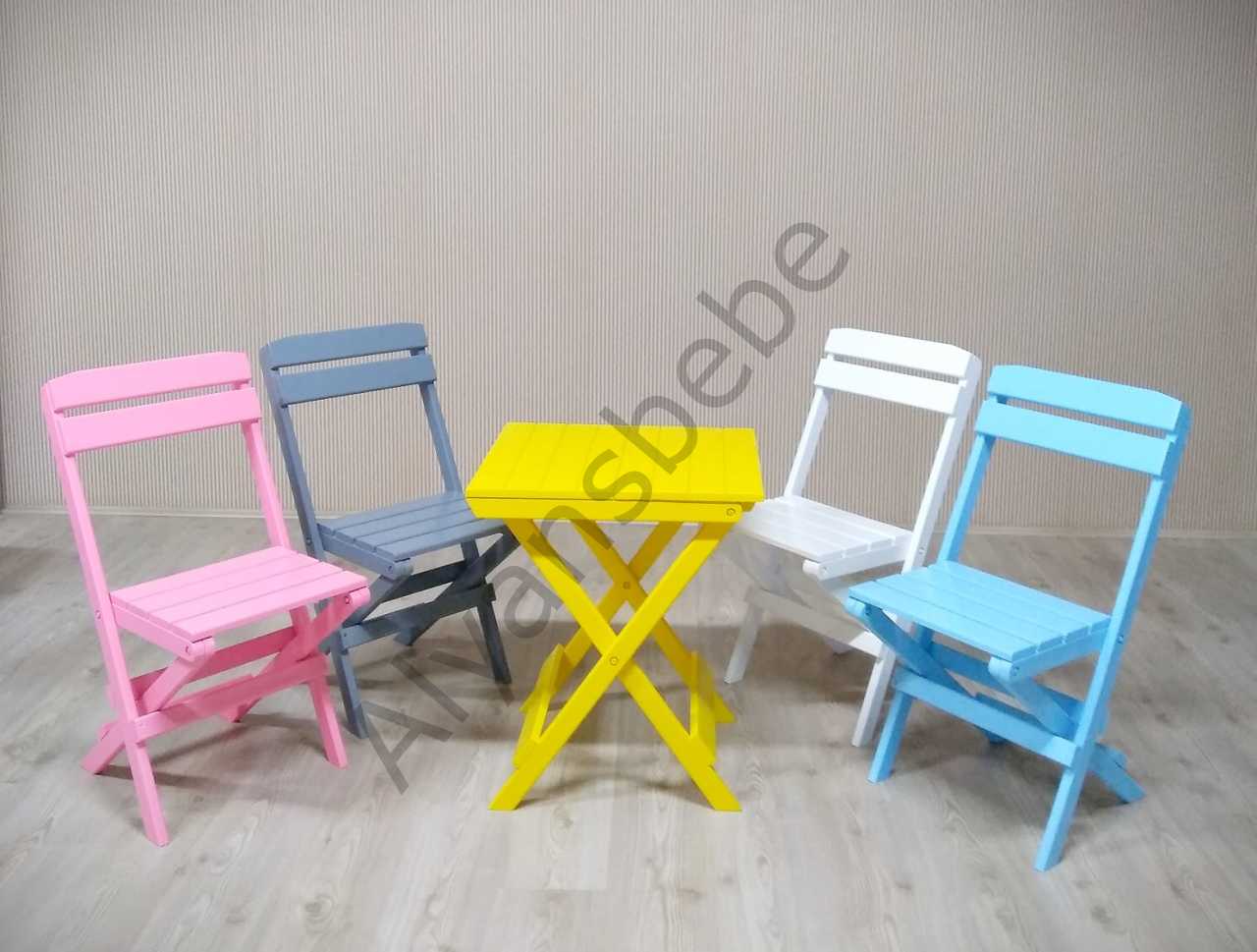 Alyans Ahşap Katlanır MasaSandalye Takım 4�lü