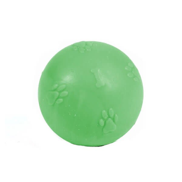 Petpretty Kauçuk Top Pati Desenli Köpek Oyuncağı M 6 Cm Yeşil