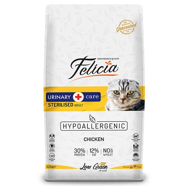 Felicia Düşük Tahıllı Kısırlaştırılmış Tavuklu Yetişkin Kedi Maması 12 Kg