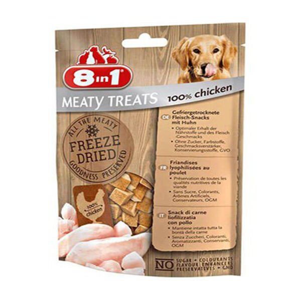 8 in 1 Freeze Dried Tahılsız Tavuklu Kurutulmuş Köpek Ödülü 50 Gr