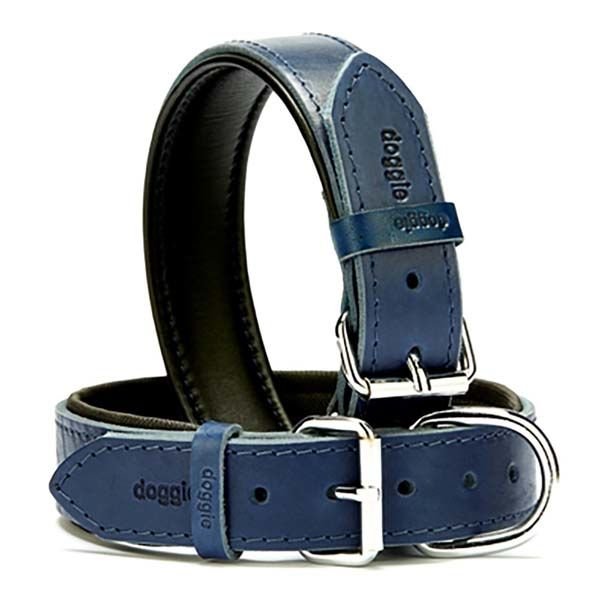 Doggie Fırstclass Köpek Deri Boyun Tasması Medium Mavi 3,5x47-55 Cm