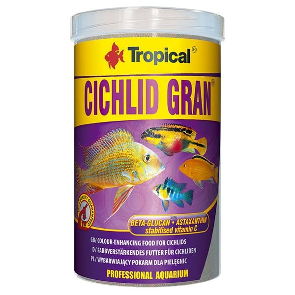 Tropical Cichlid Gran Ciklet Balıkları İçin Renklendrici Granül Balık Yemi 1000 Ml 500 Gr