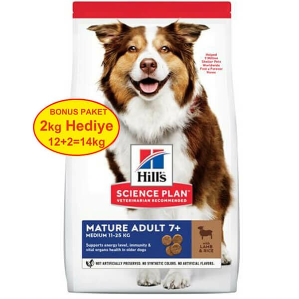 Hills Mature Adult 7+ Orta Irk Kuzu Etli Yaşlı Köpek Maması 12 Kg (+2 Kg Hediyeli)