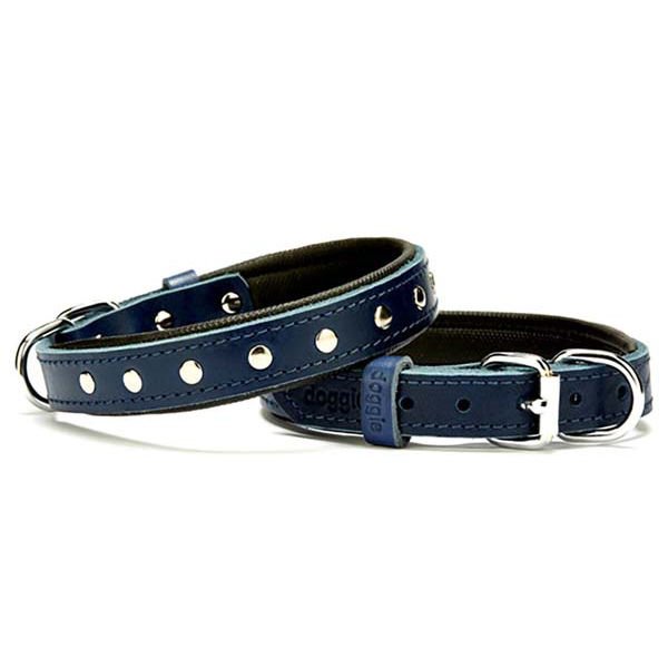 Doggie Comfort Deri Rivetli Köpek Boyun Tasması Medium Mavi 2x35-40 Cm