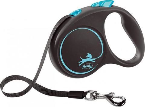 Flexi Black Design Şerit Otomatik Köpek Gezdirme Tasması 5 MT Small Mavi