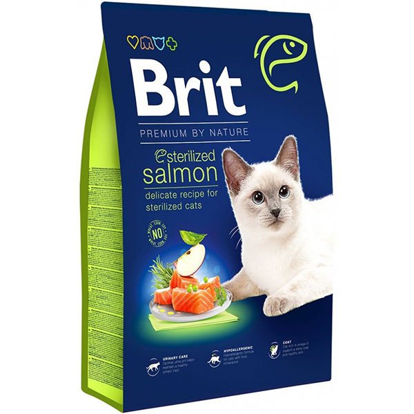 Brit Premium By Nature Sterilised Somonlu Kısırlaştırılmış Yetişkin Kedi Maması 8 Kg