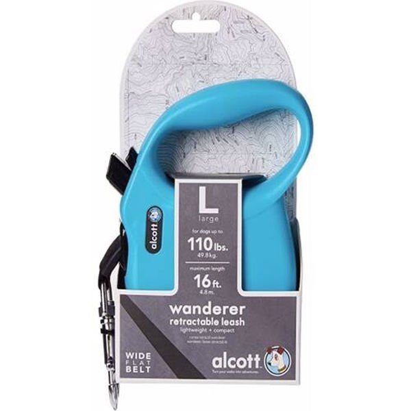 Alcott Wanderer Otomatik Şerit Köpek Gezdirme Tasması (L) 5M Mavi