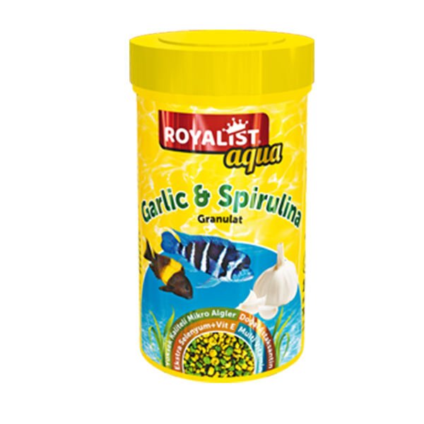 Royalist Aqua Sarımsak ve Spirulinalı Granül Balık Yemi 40 Gr 100 ml