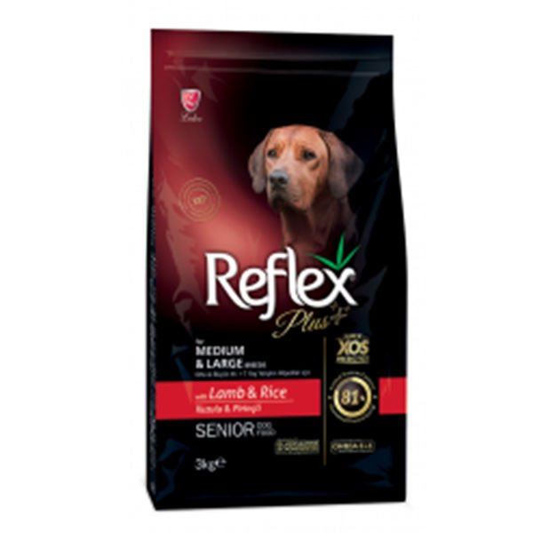Reflex Plus Kuzulu Orta ve Büyük Irk Yaşlı Köpek Maması 3 Kg