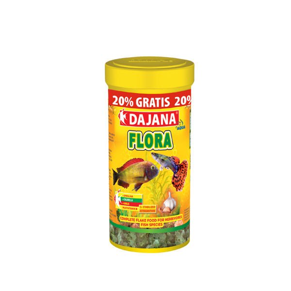 Dajana Flora Garlic Spirulina ve Chlorella Flakes Akvaryum Balık Yemi 250+50 Ml 60 Gr