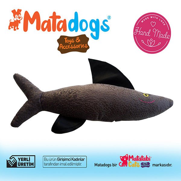 Mata Dogs Fiso Balık Şekilli Köpek Oyuncağı 25 Cm Gri