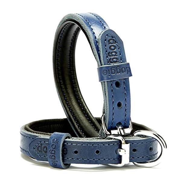 Doggie Fırstclass Köpek Deri Boyun Tasması Small Mavi 1,5x20-25 Cm