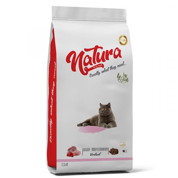 Natura Sterilised Düşük Tahıllı Kızılcık ve Tavuklu Kısırlaştırılmış Kedi Maması 2.25 Kg