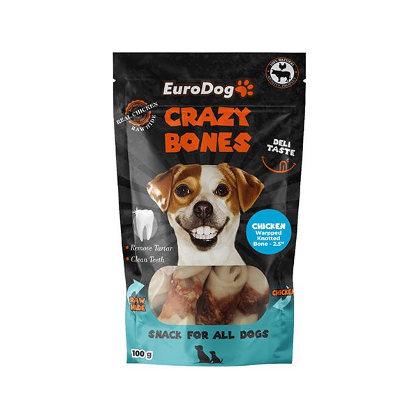 EuroDog Crazy Bones Dental Tavuklu Sargılı Köpek Ödül Maması 100 Gr