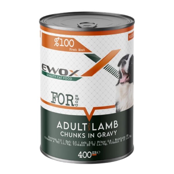 Ewox Tahılsız Kuzu Etli Parça Etli Yetişkin Köpek Konservesi 400 Gr