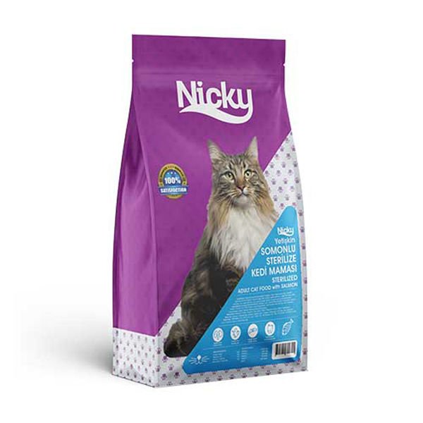 Nicky Adult Sterilised Tahıllı Somonlu Kısırlaştırılmış Yetişkin Kedi Maması 15 Kg