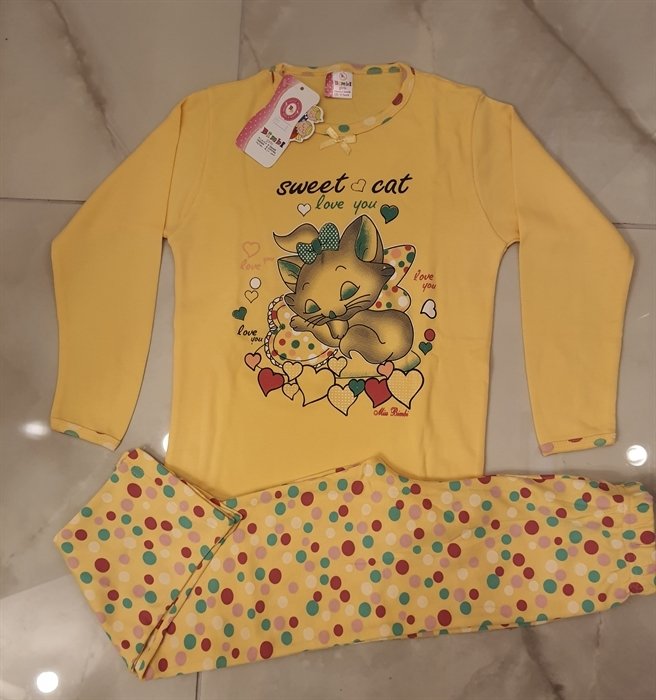 Bimbi KEDİ 100 Pamuklu Kız Çocuk Pijaması