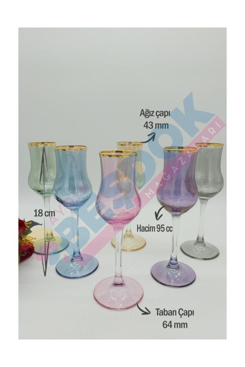 Grappa 6lı Renkli Kahve Yanı Kadeh