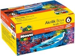 Nova Color Akrilik Boya Şişe 6 Lı 30Cc Nc-180