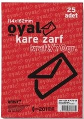 Oyal Zarf Mektup Kare 11.4X16.2 70Gr Elvan Kraft 25 Li