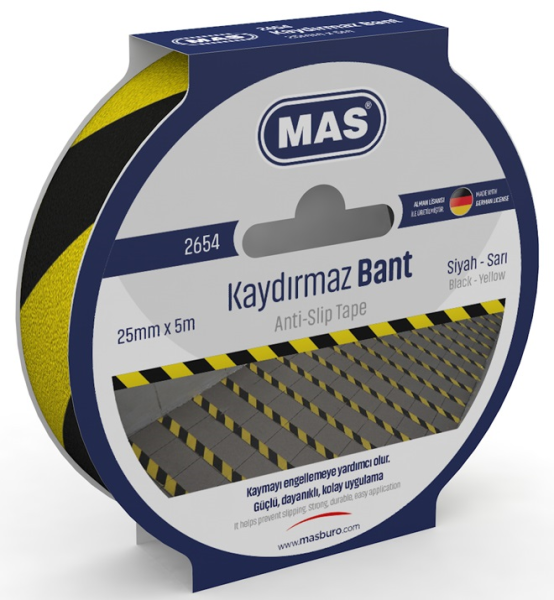 Mas Kaydırmaz Bant 25mmx5m Sarı & Siyah 2654