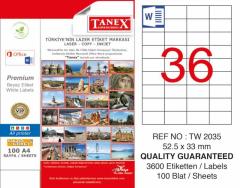 Tanex Lazer Etiket Tw-2035 52.5 X 33 Mm