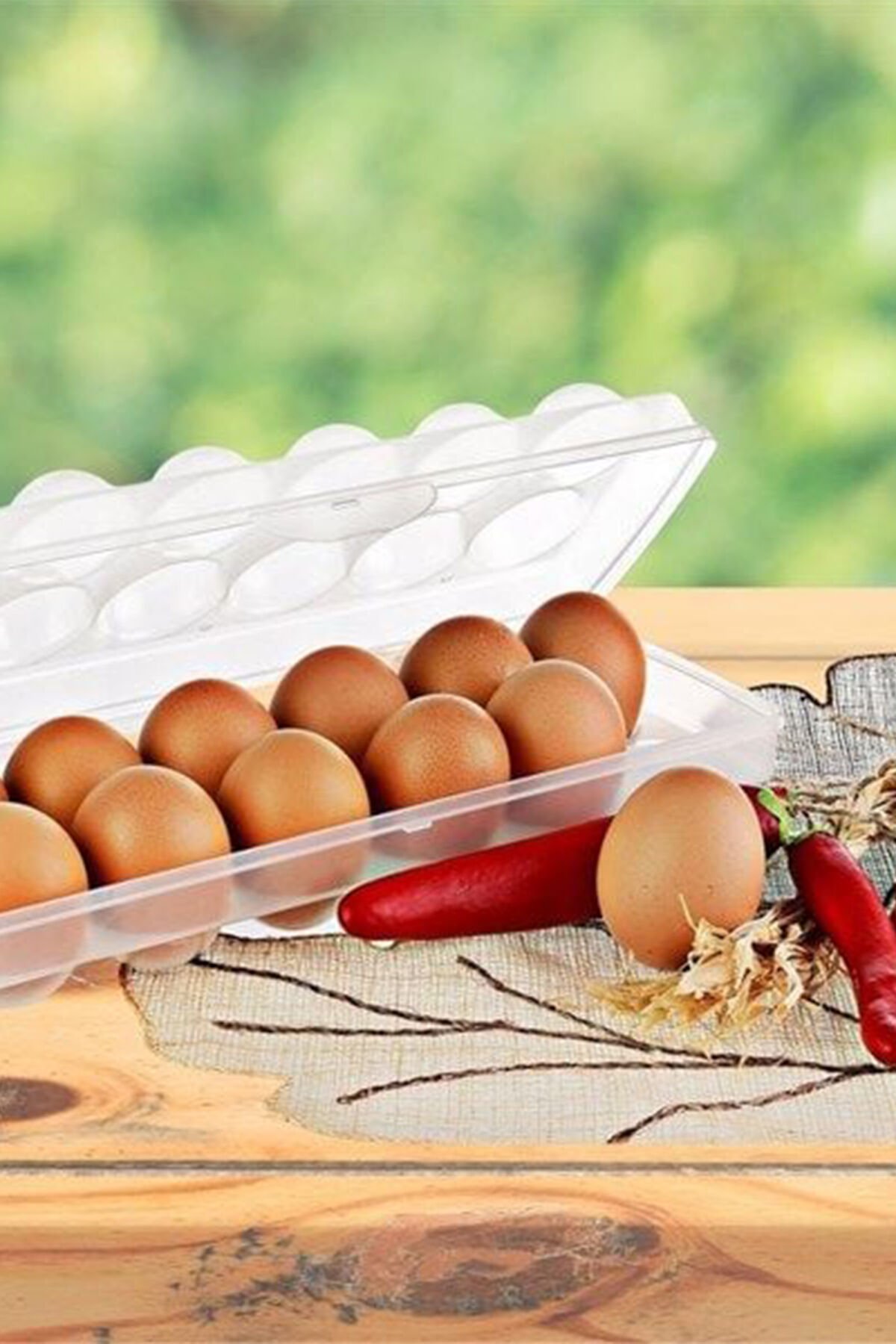 12li Şeffaf Kapaklı Kilitli Yumurta Saklama Kabı Kutusu Aparatı NN8663