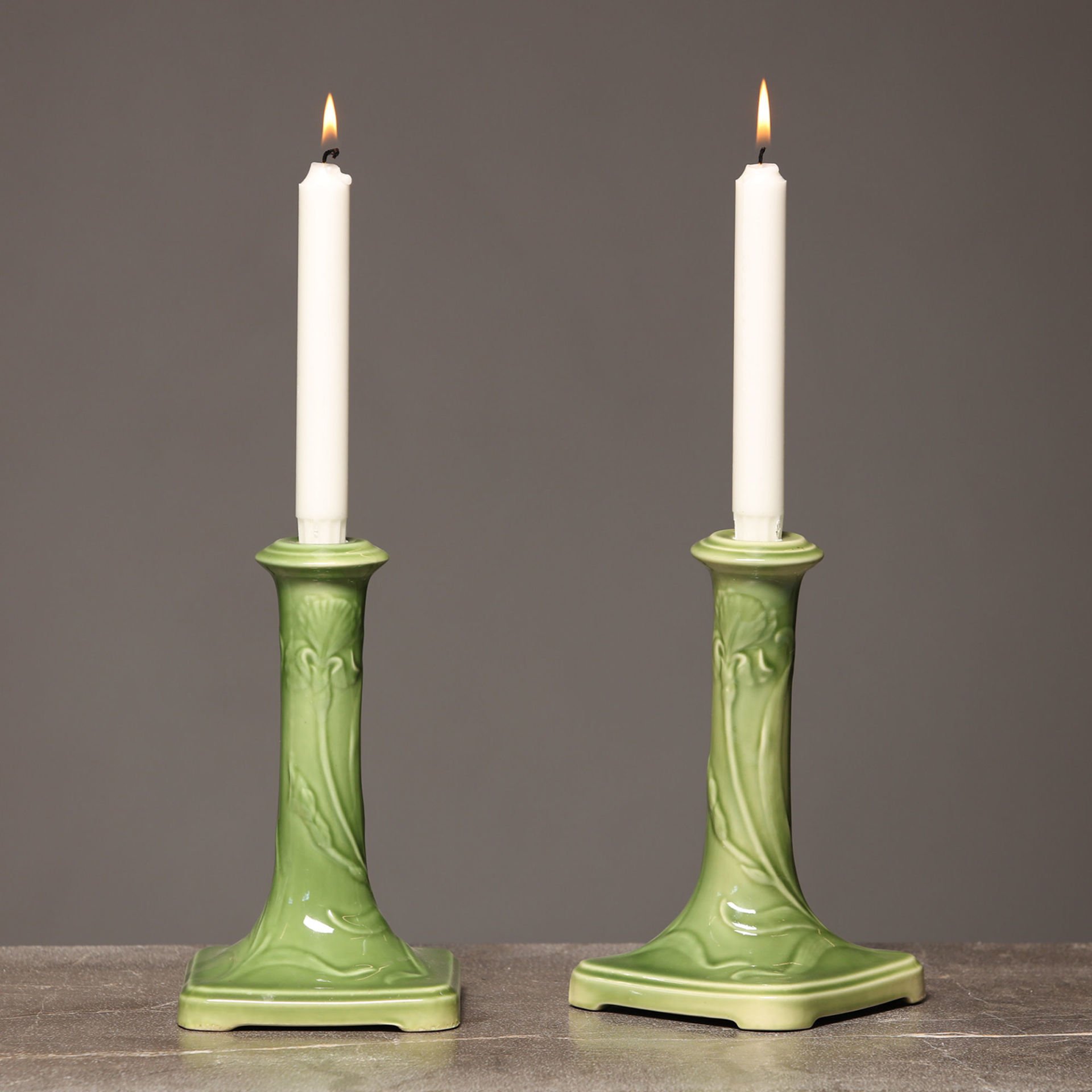 Double Majolica Candlestick