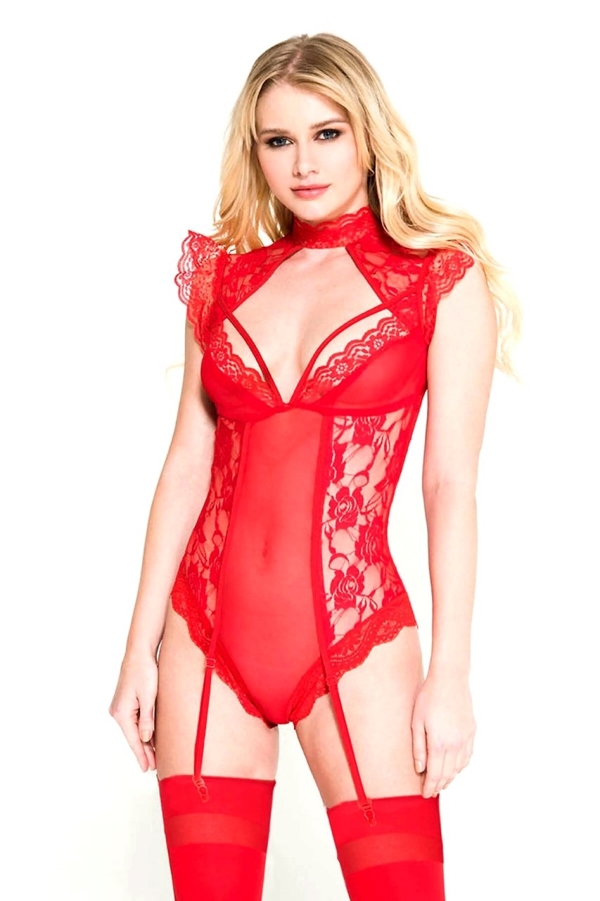 Jartiyerli Kırmızı Body ABM8026 Jartiyerli Kırmızı Body ABM8026