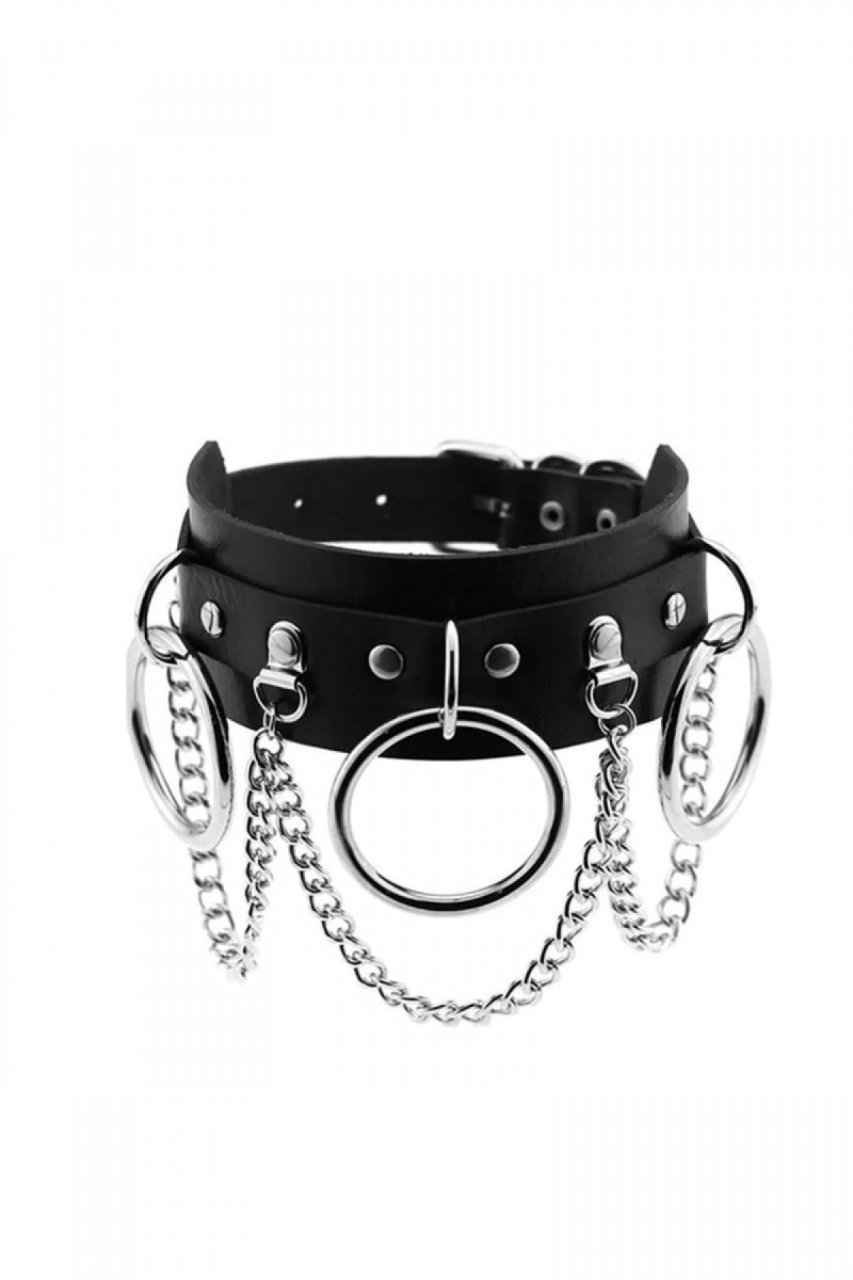 Halka ve Zincir Detaylı Seksi Choker ABM8282