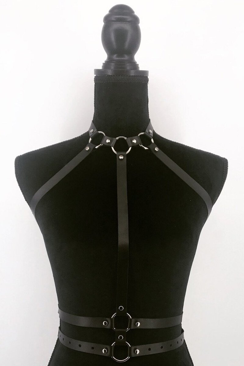 Tasma ve Bel Detaylı Şık Deri Harness ABM8305