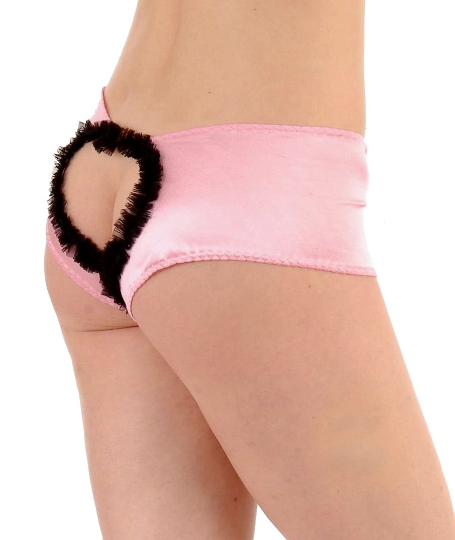 Pembe Kalp Dekolteli Saten Şort ABM2387 Pembe Kalp Dekolteli Saten Şort ABM2387
