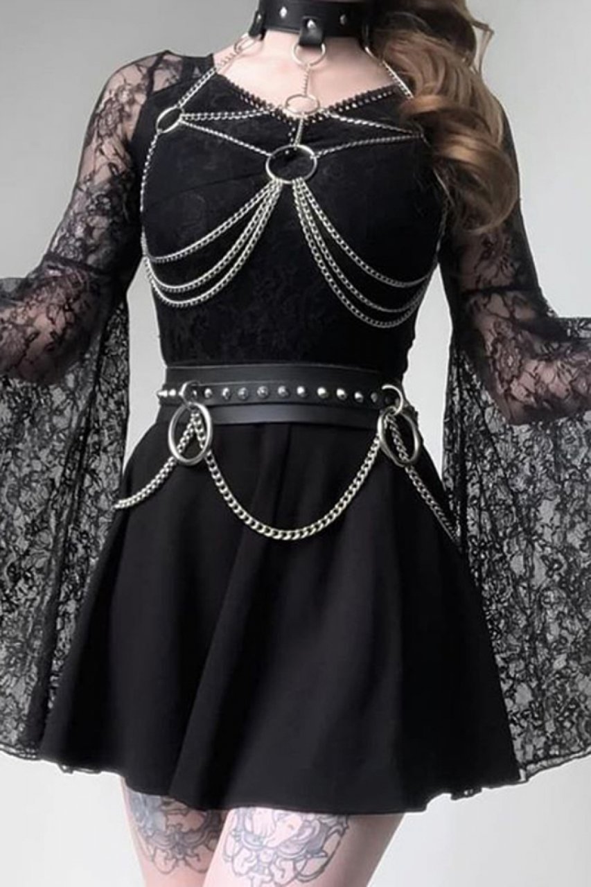 Deri ve Zincirli Şık Harness Takım ABM8426
