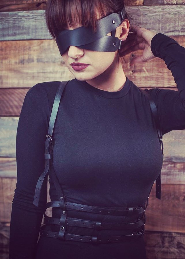 Göz Maskeli Seksi Deri Harness ABM7650
